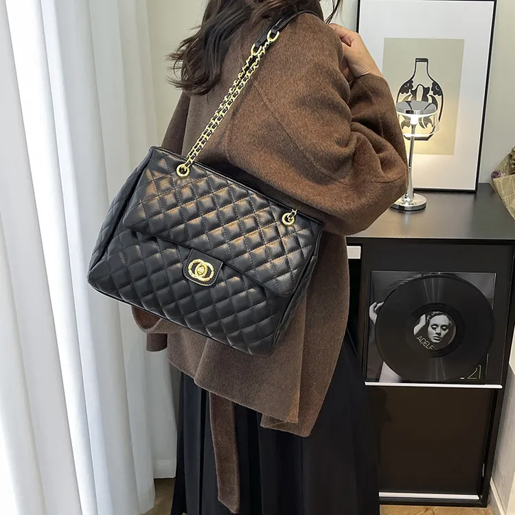 2025新款女士链条包百搭小香风包包高级感大容量菱格单肩斜跨包女