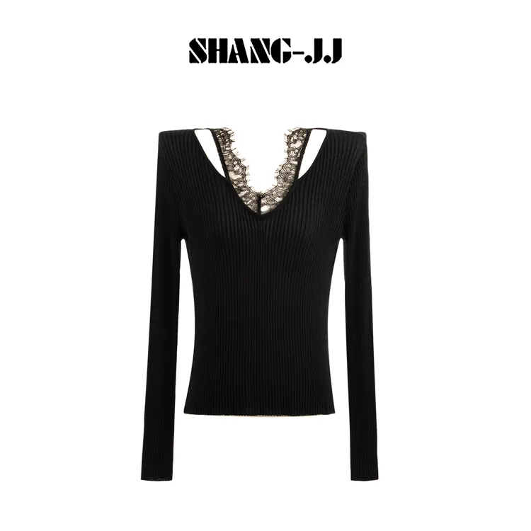 SHANG-JJ【质感蕾丝】25早秋新品醋酸+天丝设计感舒适上衣q133645p