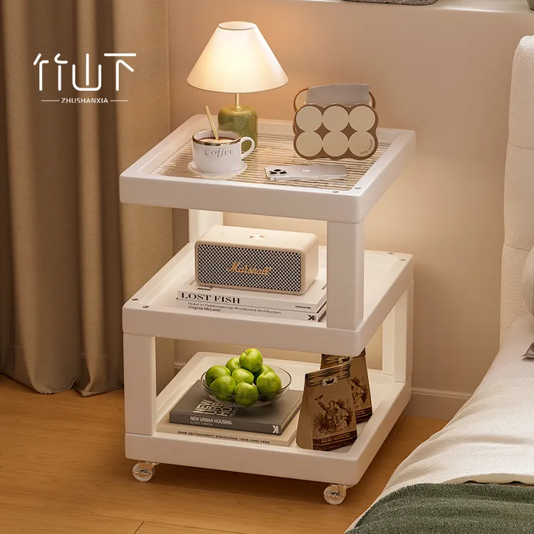 床头柜卧室家用客厅落地简约可移动大容量储物边柜实木床边收纳柜