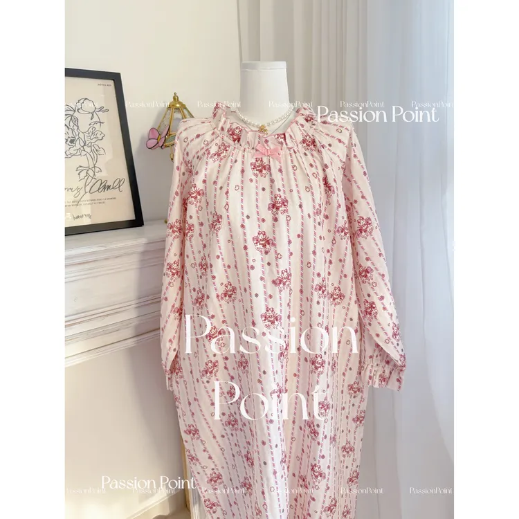 【原创自制】旋转木马KT韩系长袖长裙A类可爱少女睡裙