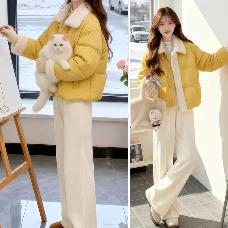 罗芬面料故事旗舰店女装冬季时尚高级感羽绒外套大培加绒显瘦裤子