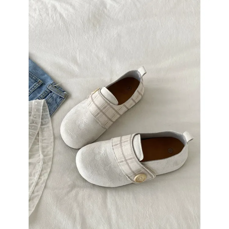 韩版复古平底全包勃肯鞋女款2025秋季新款懒人一脚蹬博肯鞋单鞋子