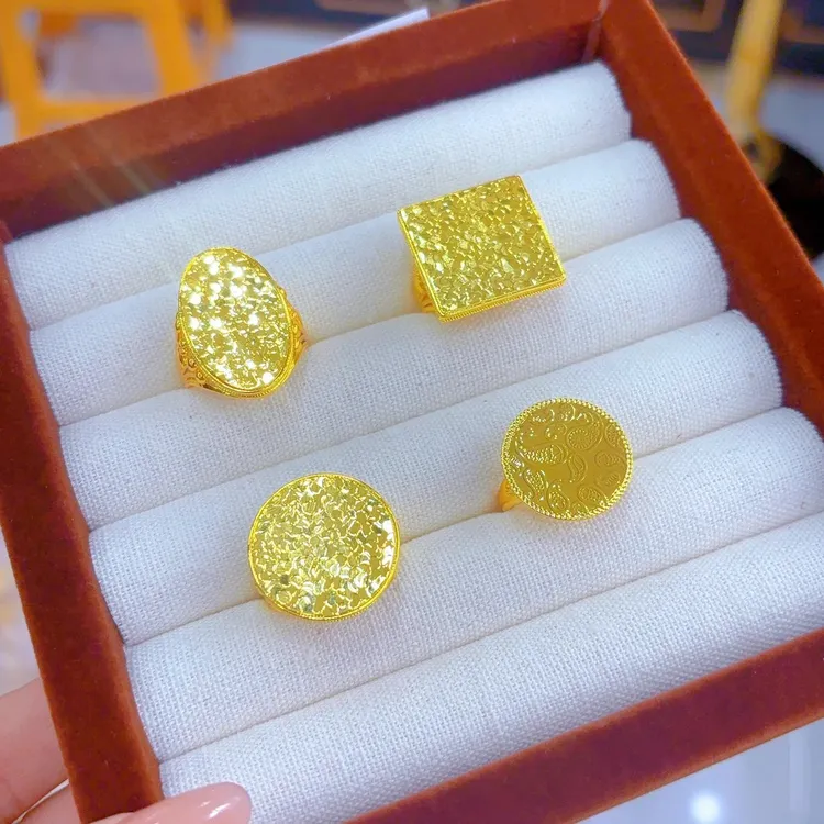 铜合金戒指 戒指金色时尚高端5018-19-3欧美复古轻奢气质百搭潮流