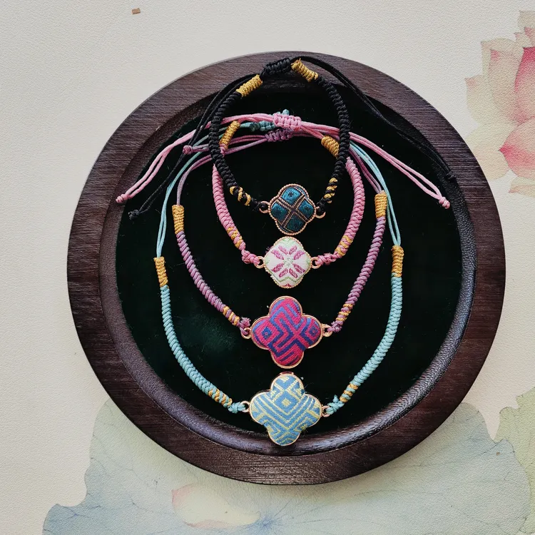 锌合金锦纶手链 广西非遗壮锦编织手绳手链编绳饰品壮族伴手礼