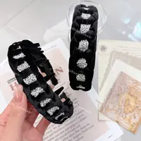 【永恒星河】高级手工编织碎钻爆闪麻花发箍砂糖钻金丝绒发箍高颅顶