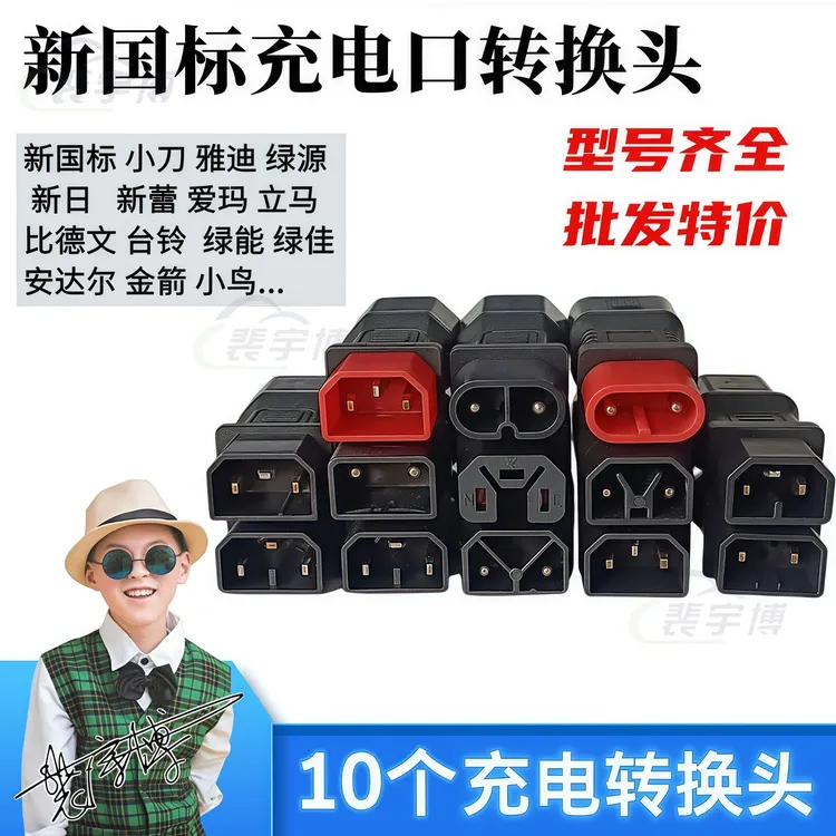 【10个】电动车充电插口转换线绿源雅迪台铃等充电输出转换接头通用