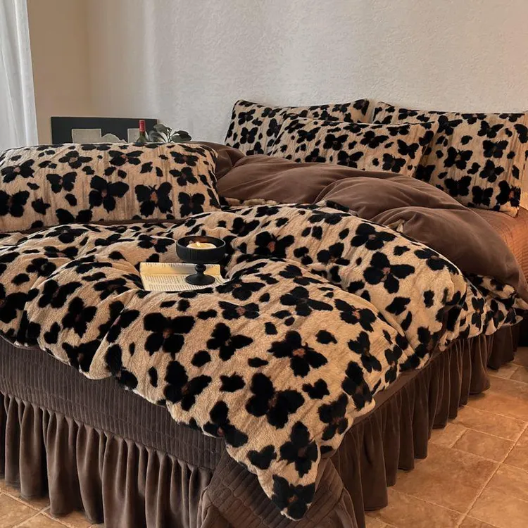 美拉德加厚牛奶绒床上四件套床单床盖式珊瑚绒被套冬季2025新款