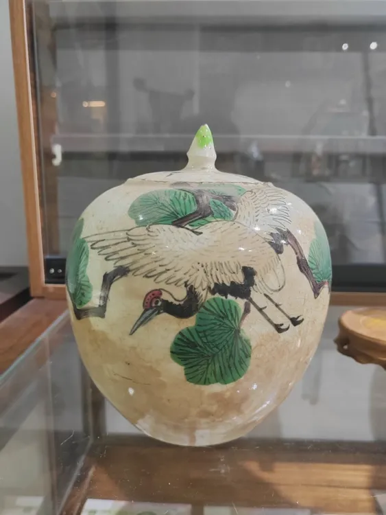 小清博山窑松鹤延年茶叶罐