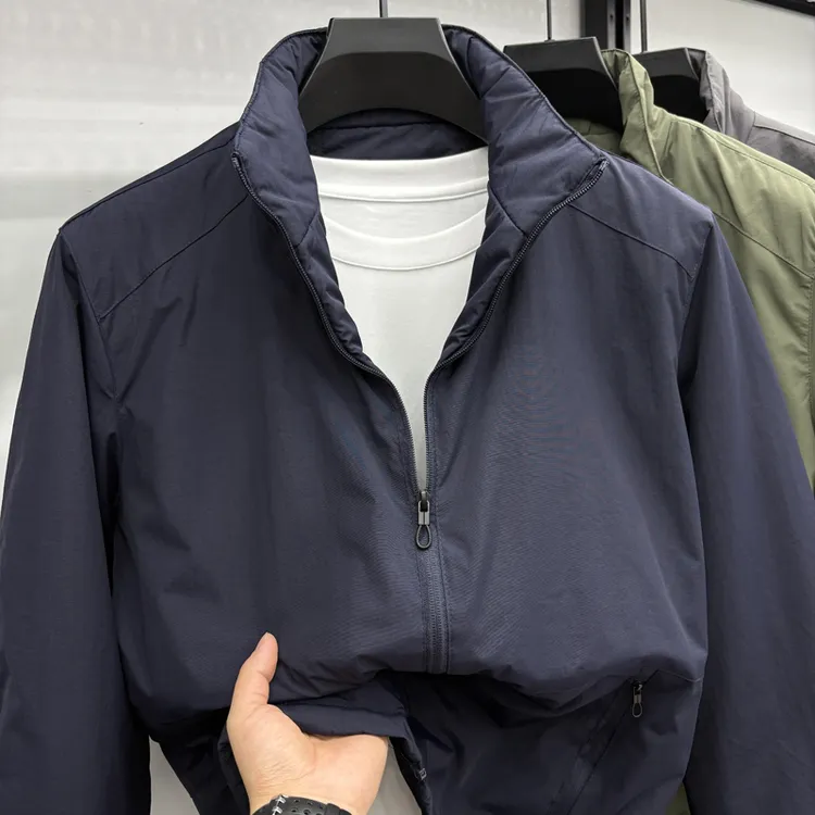 男士冬季新款加棉夹克外套夹棉加厚冬装三防风衣保暖纯色时尚上衣