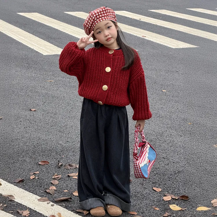 女童毛衣不起球2026新款儿童超好看韩系外套小女孩冬装加厚针织衫