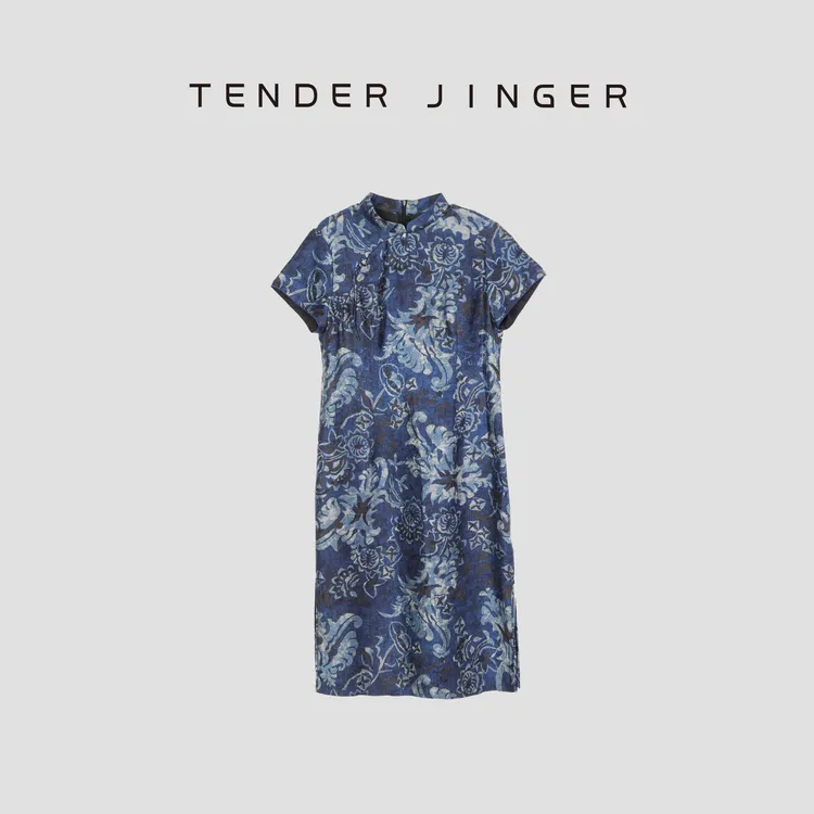 Tender Jinger【黑标】青花瓷旗袍连衣裙T52LAN30997