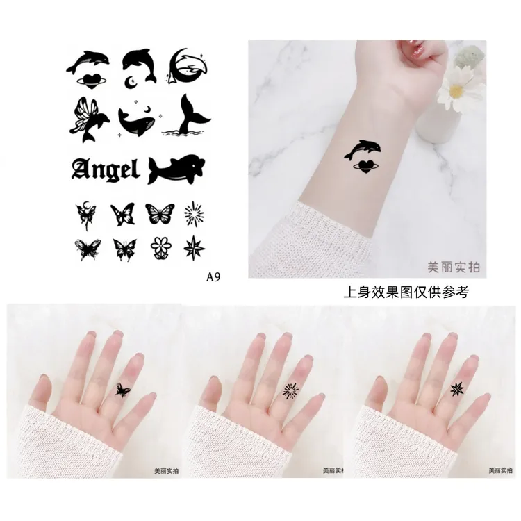【草本A9手指蝴蝶.海豚.天使*纹身贴】10*15CM防水 自然  持久 耐磨