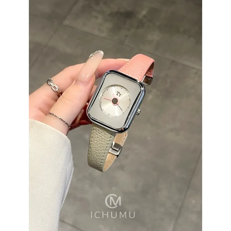 ICHUMU手表女极简风高级感个性手表女士方形石英表皮带款2025新款
