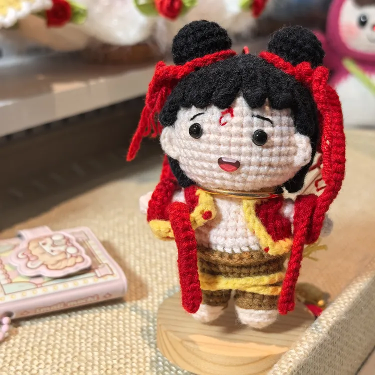 动漫Q版哪吒手工钩织成品 挂件桌上摆件