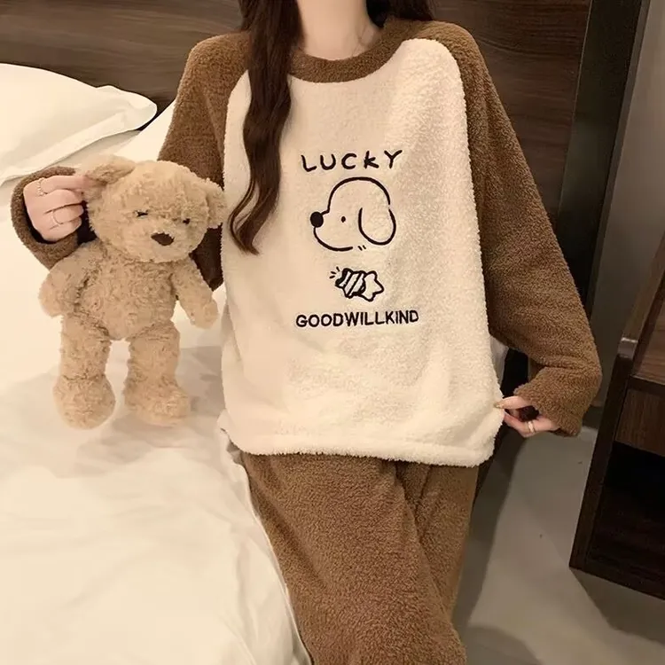 【送运险】家居服女款秋冬珊瑚绒加厚保暖2025新款半边绒公主风睡衣