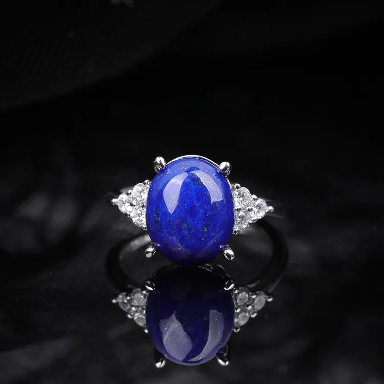 A01天然阿富汗青金石戒指  圈口可调节 开口戒 松紧可调节