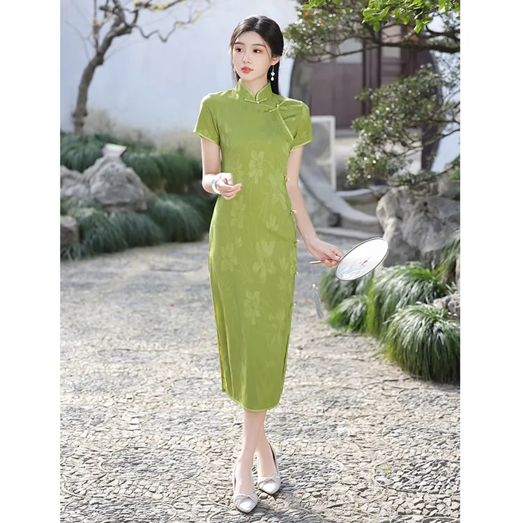 旗袍复古民国风改良气质优雅绿色高级感国风2025年新款年轻款高端