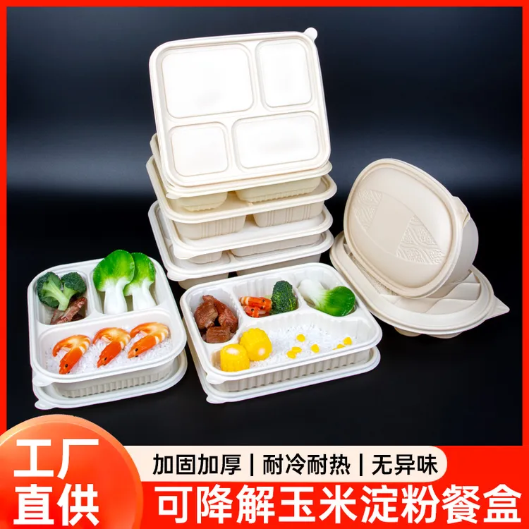 可降解一次性餐盒加厚高档外卖打包盒饺子便当盒多格环保快餐盒