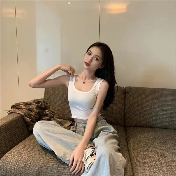 夏季新款背带背心女修身学生运动修身短款露肚脐内搭吊带背心背心