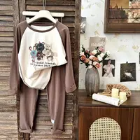CQL  2025儿童卡通中大童男童插肩袖小熊印花家居服套装  6912
