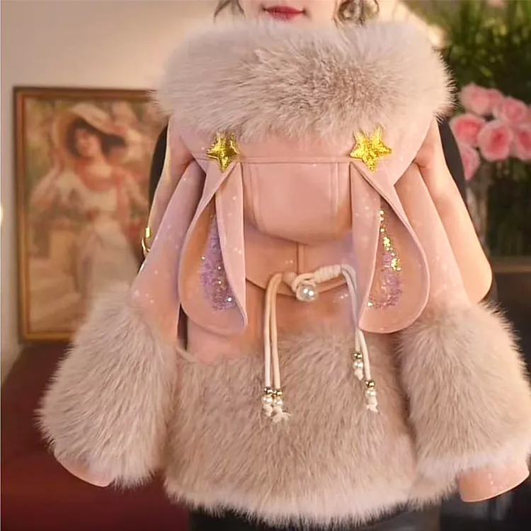 洋气仿皮外套宝宝时尚新款加厚冬季时尚盘扣韩版儿童保暖毛毛皮外