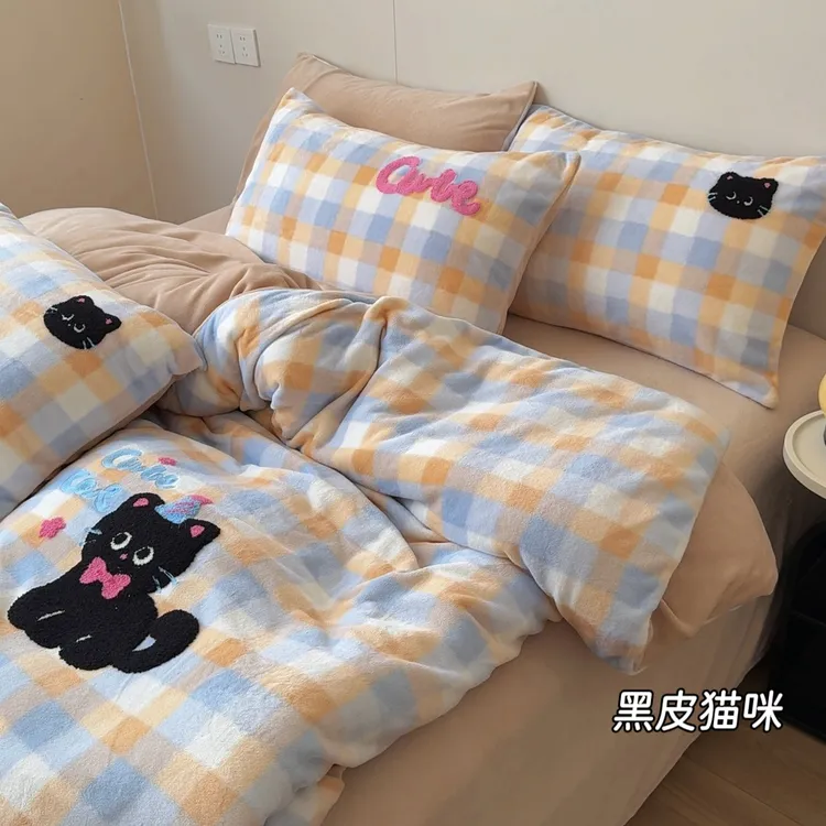 糖朵家纺-2025新款卡通牛奶绒可爱双面家用加厚学生宿舍单人