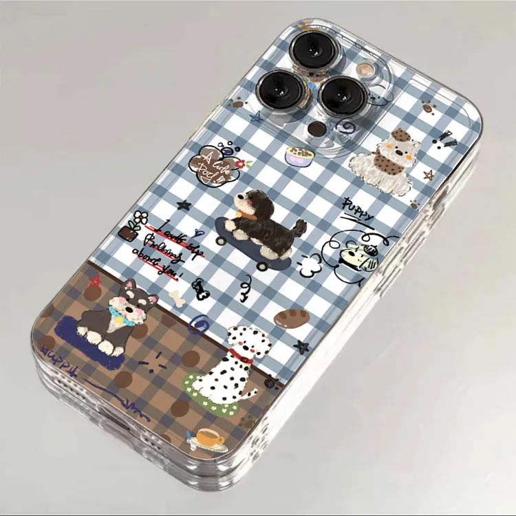 奥菲顿复古格纹小狗适用iPhone16苹果15手机壳华为vivo小米oppo套
