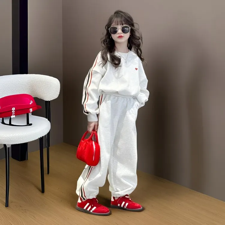 女童秋装2025新款套装洋气儿童春秋冬加绒运动休闲卫衣裤子两件套