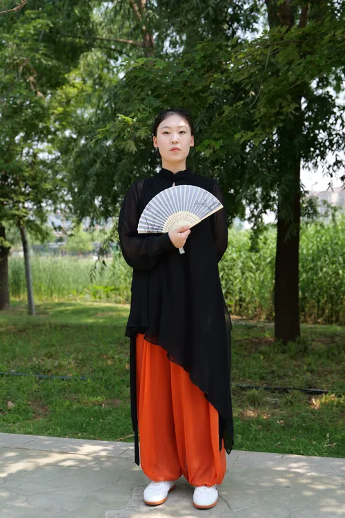 【月光纱】夏季新款女士水滴领双层纱飘逸·练功表演服晨练服服装