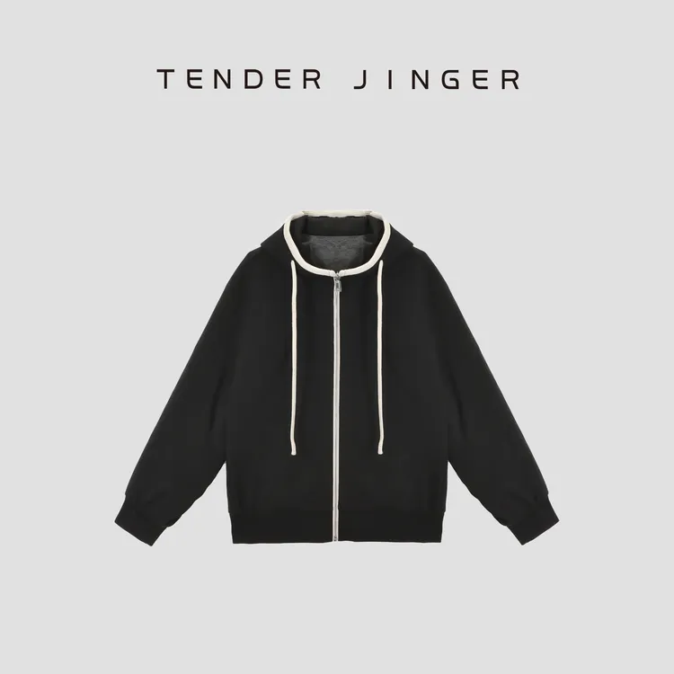 Tender Jinger｜线下专柜 时尚简约连帽抽绳拉链卫衣T54WM50215