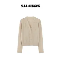 SJJ-SHANG【花秋】100超细羊毛重工蕾丝拼接设计感长袖上衣q135441p