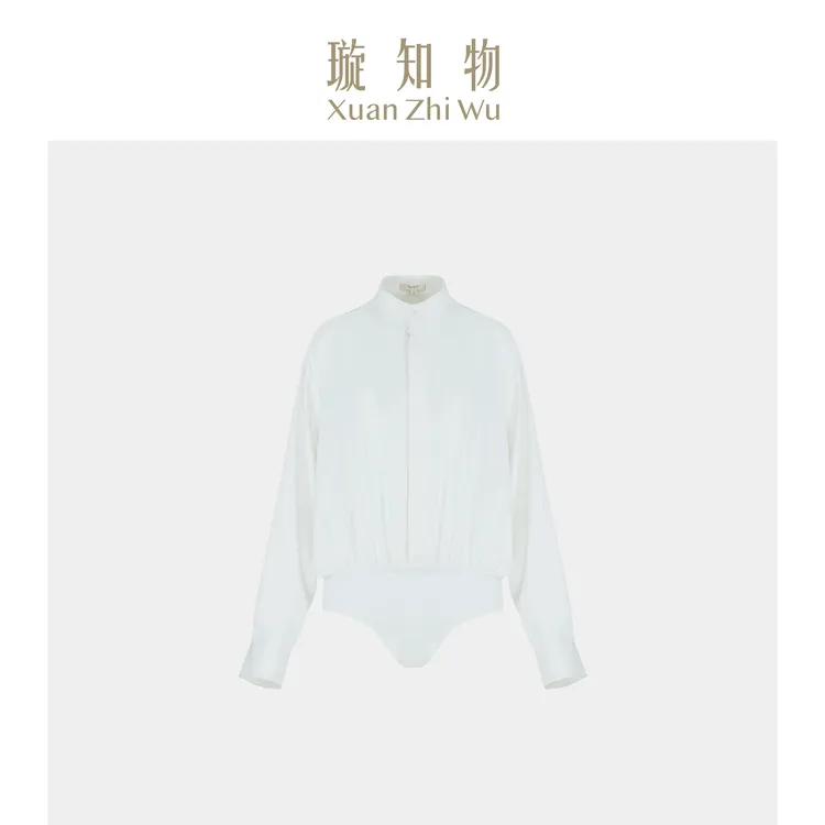 听雪女生衫木白色圆领长袖女衫女装王璇原创设计