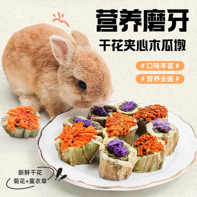 兔子磨牙木瓜墩菊花草粉磨牙棒零食龙猫荷兰猪磨牙用品钢牙伴侣