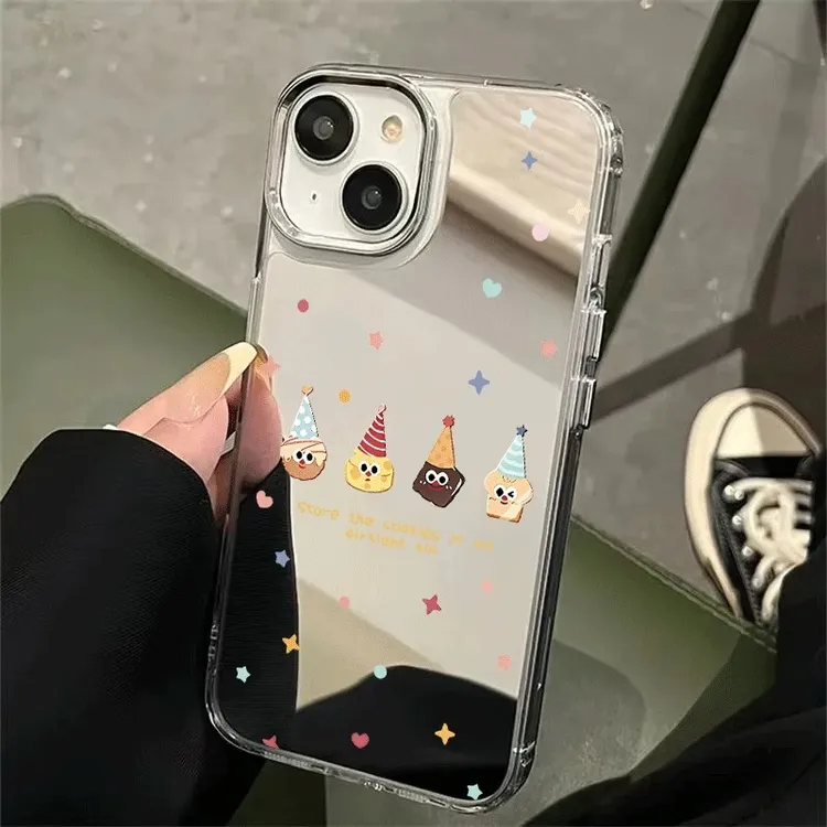 四个派对饼干适用iphone16苹果13手机壳15promax个性14镜面12卡通