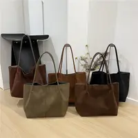  秋冬新款麂皮绒简约托特包日韩复古绒面大容量手提单肩包
