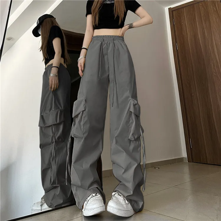 美式高街工装裤女款高腰2025新款夏季薄款宽松显瘦阔腿休闲长裤子