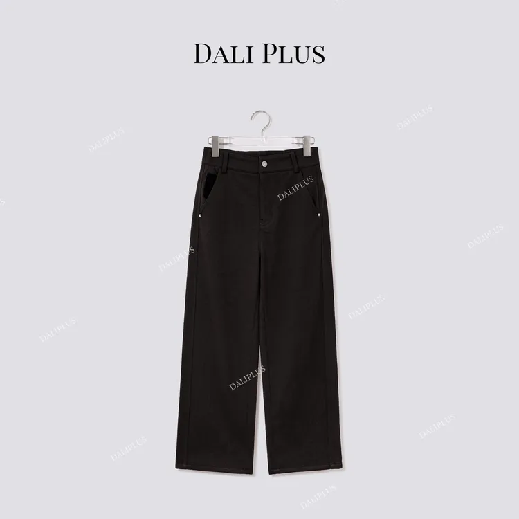 DALI PLUS“加绒九分裤牛仔裤”显瘦通勤百搭长裤-D5ST1561