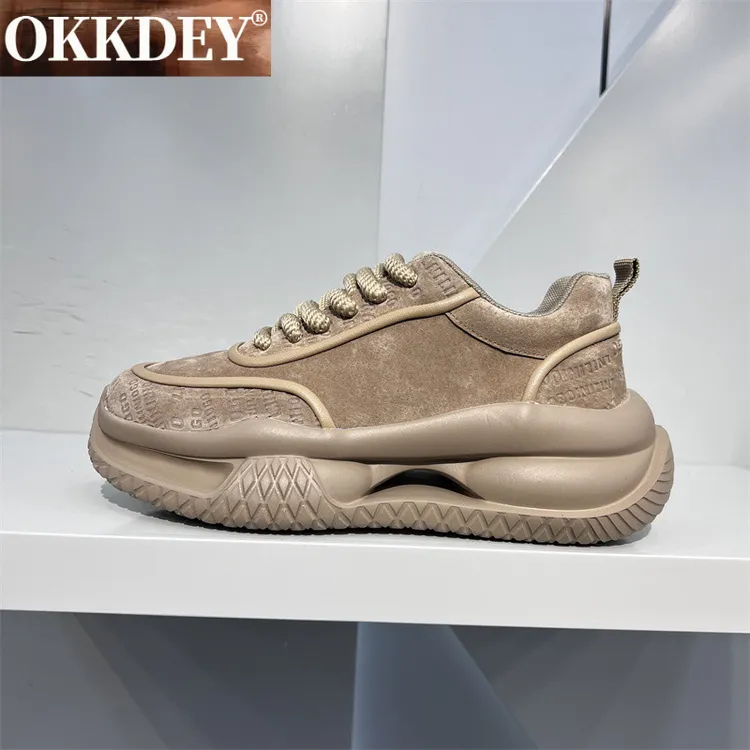 okkdey开车男鞋翻毛皮高端男士老爹鞋秋季流行风格软底时尚鞋子男
