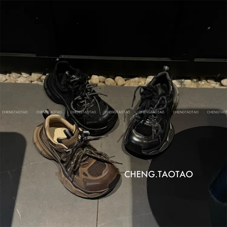 【程淘淘】新版小怪兽丨真皮焦糖休闲小众厚底复古洋气运动老爹女鞋