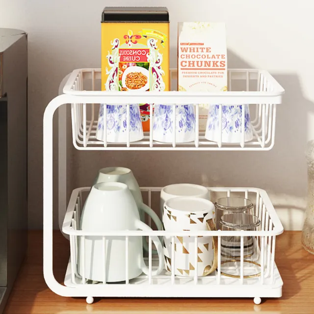 杯子收纳置物架桌面放水杯茶杯马克咖啡杯架子家用沥水篮托盘双层