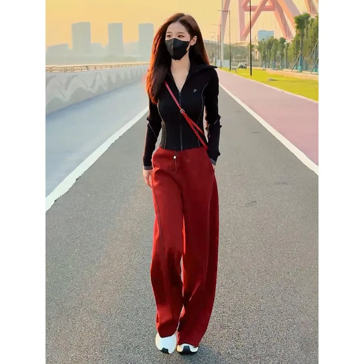 秋冬加绒拉链网红炸街休闲套装流行时尚潮牌秋冬穿搭一过年战袍