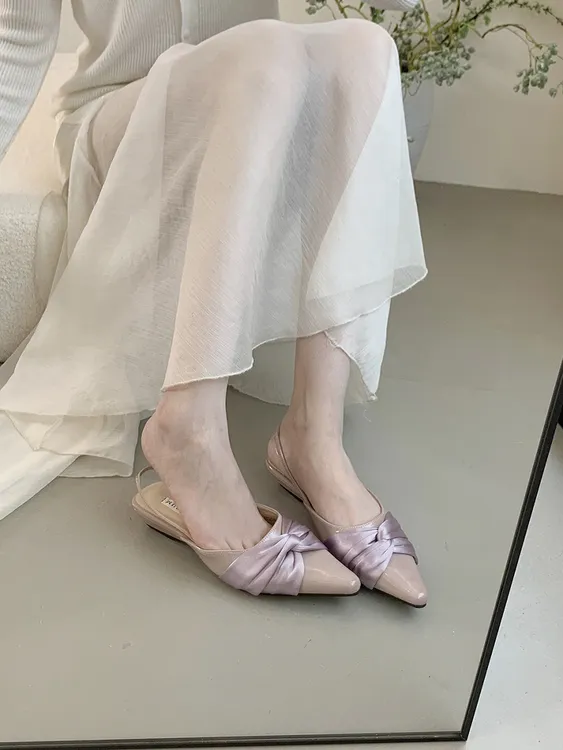 法式紫色气质包头凉鞋2025夏新款仙女风扭结鞋子女款爆款2025新款