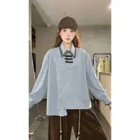 VGVL上衣冬季厚款设计感不规则盘扣衬衫女