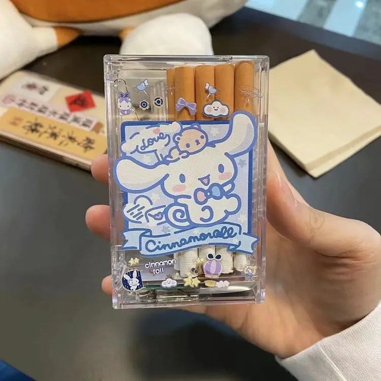 打火机点烟器一20支装自动弹烟透明烟盒三丽鸥充电