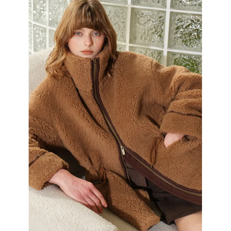 小岛微风“轻暖泰迪”MAX同源意大利进口骆驼绒泰迪外套WT120802