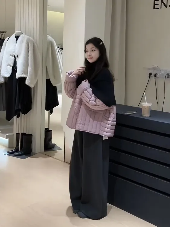 2025冬季新款韩系穿搭宽松保暖棉服外套上衣阔腿休闲裤两件套装女