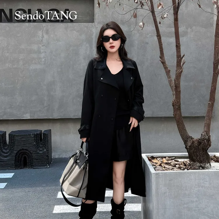 现货收腰显瘦【月半夜曲】胖多女装新款高级感休闲百搭长款风衣