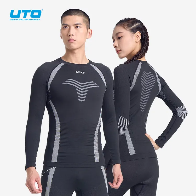 UTO/悠途炭芯款户外保暖速干功能内衣男女滑雪秋冬跑步运动套装男