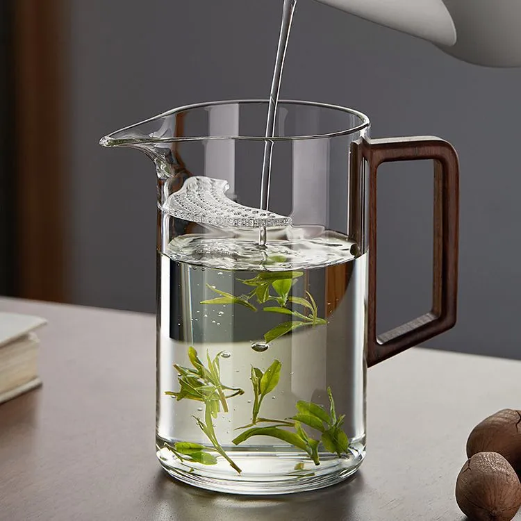 高硼硅玻璃泡茶杯月牙公道杯茶水分离一体过滤家用绿茶泡茶杯批发