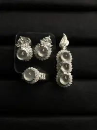 0921（小月源头）高冰种翡翠三件套钢炮蛋面干净饱满杠味荧光足